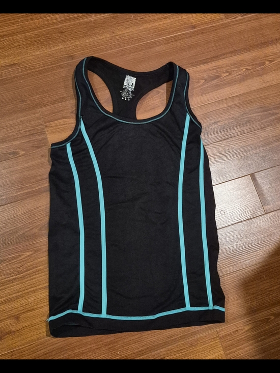 L.A. Winner Tops - Black Racerback Tank with Teal Contrast Piping